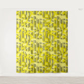 Tenture Abstrait art moderne rayé jaune blanc noir dec (Devant)