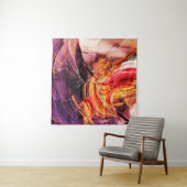 Tenture Abstrait beau violet, rouge et jaune brillant c (En situation (horizontale))