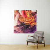 Tenture Abstrait beau violet, rouge et jaune brillant c (En situation)