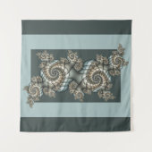 Tenture Abstrait Beige clair Bleu Fractal Art Spirales (Devant (Horizontal))