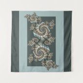 Tenture Abstrait Beige clair Bleu Fractal Art Spirales (Devant)