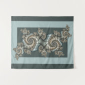 Tenture Abstrait Beige clair Bleu Fractal Art Spirales (Devant (Horizontal))