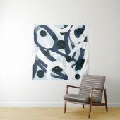 Tenture Abstrait bleu et marine brushstrokies peinture ill (En situation)