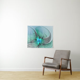 Tenture Abstrait De Bleu, Art Fractal Moderne