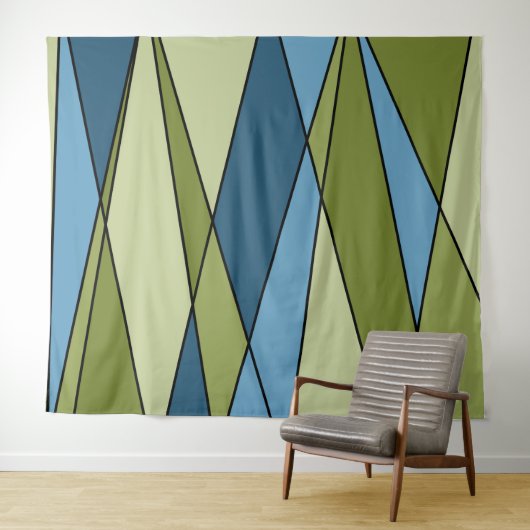 Tenture Abstrait formes géométriques modernes triangles bl (En situation (horizontale))