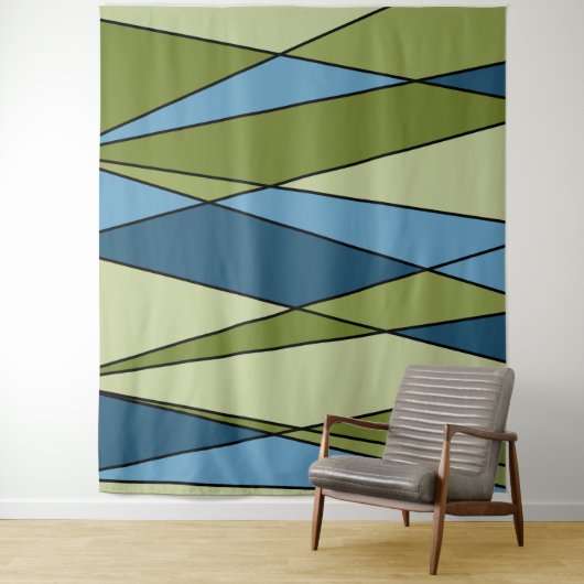 Tenture Abstrait formes géométriques modernes triangles bl (En situation)