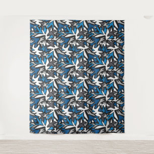 Tenture abstrait, géométrique, motif, noir et bleu