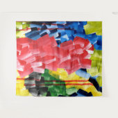 Tenture Abstrait Gras en Rouge, Bleu, Jaune et Vert (Devant (Horizontal))