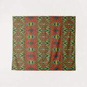 Tenture Abstrait hippie rouge jaune bleu ethnique Trippy (Devant (Horizontal))