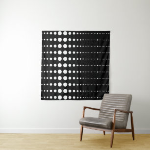 Tenture Abstrait moderne design noir lignes blanches point