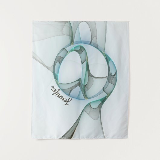 Tenture Abstrait moderne Fractal Blue Turquoise Grey Nom (Devant)