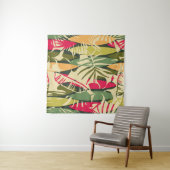 Tenture Abstrait motif sans faille avec des feuilles tropi (En situation (horizontale))