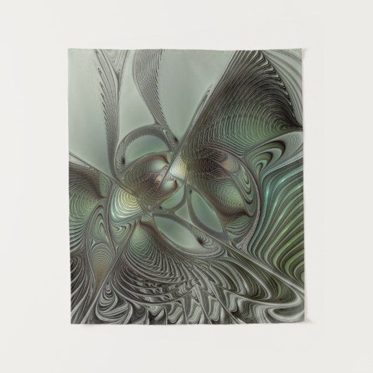 Tenture Abstrait Olive Sage Green Grey Fractal Art Imagina (Devant)