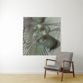 Tenture Abstrait Olive Sage Green Grey Fractal Art Imagina (En situation (horizontale))