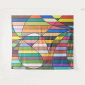 Tenture Abstrait rayé multicolore avec géométrie incurvée (Devant (Horizontal))