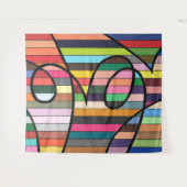 Tenture Abstrait rayé vibrant avec perruques noires en gra (Devant (Horizontal))