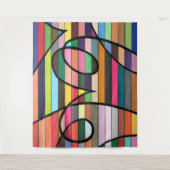 Tenture Abstrait rayé vibrant avec perruques noires en gra (Devant)