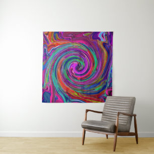 Tenture Abstrait Rétro Groovy Magenta Foncé Tourbillon Arc