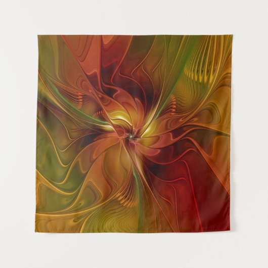 Tenture Abstrait Rouge Orange Brown Vert Fractal Art Flowe (Devant (Horizontal))