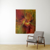 Tenture Abstrait Rouge Orange Brown Vert Fractal Art Flowe (En situation)