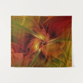 Tenture Abstrait Rouge Orange Brown Vert Fractal Art Flowe (Devant (Horizontal))