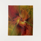 Tenture Abstrait Rouge Orange Brown Vert Fractal Art Flowe (Devant)