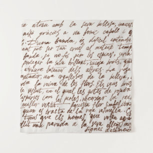 Tenture Abstrait texte manuscrit noir rétro illisible. 