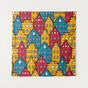 Tenture Abstrait urbain : motif urbain vintage