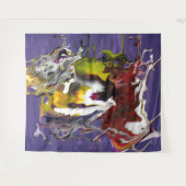 Tenture Abstrait Violet avec Tourbillons de Fluides Rouges (Devant (Horizontal))