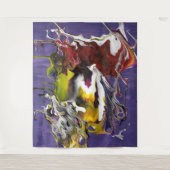 Tenture Abstrait Violet avec Tourbillons de Fluides Rouges (Devant)