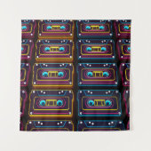 Tenture Abstraite bande Cassette musique rétro néon de bac (Devant)