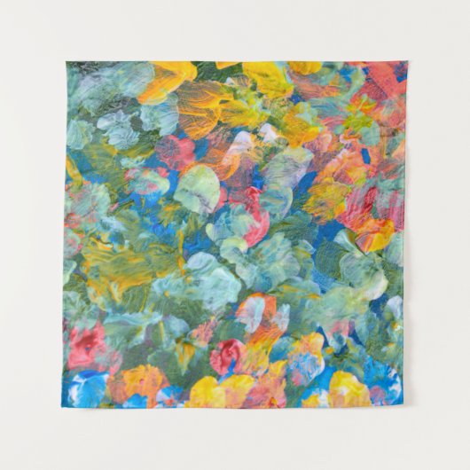 Tenture Abstraite brosse de frottement de point acrylique  (Devant)