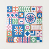 Tenture Abstraite carte florale. Motif folklorique incompa (Devant (Horizontal))