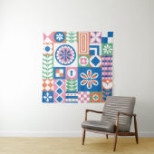 Tenture Abstraite carte florale. Motif folklorique incompa (En situation)