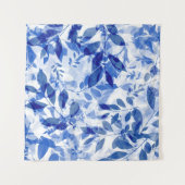 Tenture Abstraits Feuilles bleu et blanc (Devant)