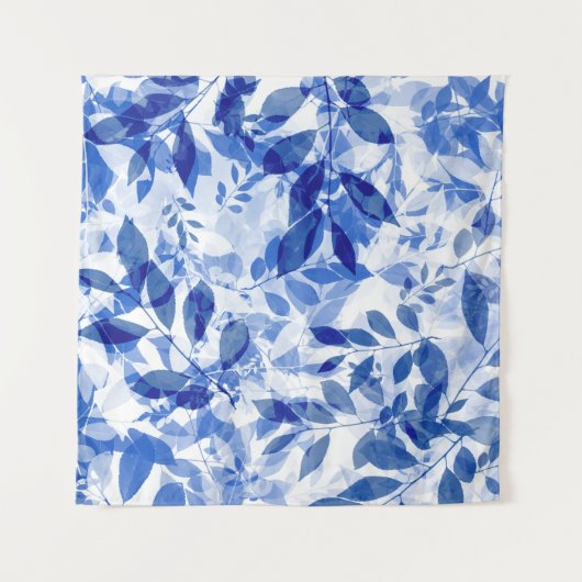 Tenture Abstraits Feuilles bleu et blanc (Devant)