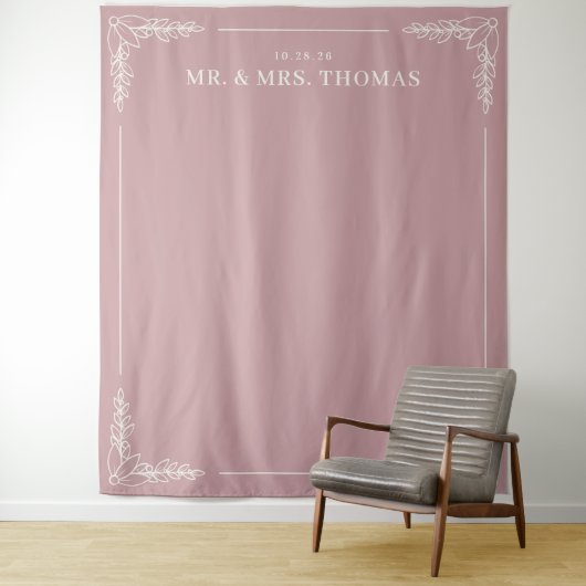 Tenture Accents de feuille rose élégants (En situation)