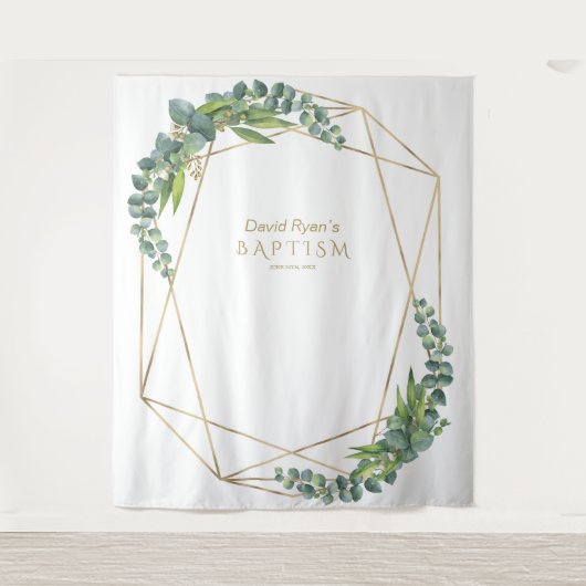 Tenture Accessoire de baptême à cadre doré avec floraison (Devant)