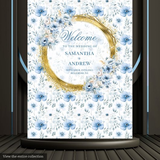 Tenture Accessoire de mariage doré et bleu pastel Bohème L