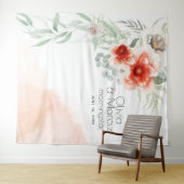 Tenture Accessoire de mariage floral corail brillant aquar (En situation (horizontale))