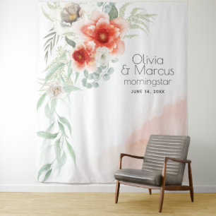 Tenture Accessoire de mariage floral corail lumineux aquar