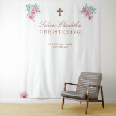 Tenture Accessoire de photo baptême à l'aquarelle rose (En situation)