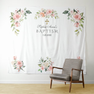 Tenture Accessoire de photo de baptême floral rose Charm