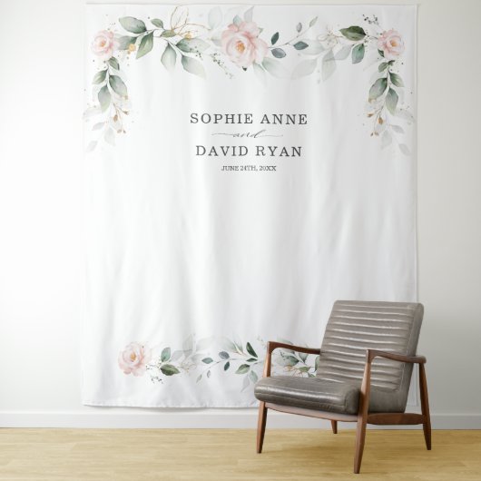 Tenture Accessoire de photo de mariage floral rose avec ve (En situation)