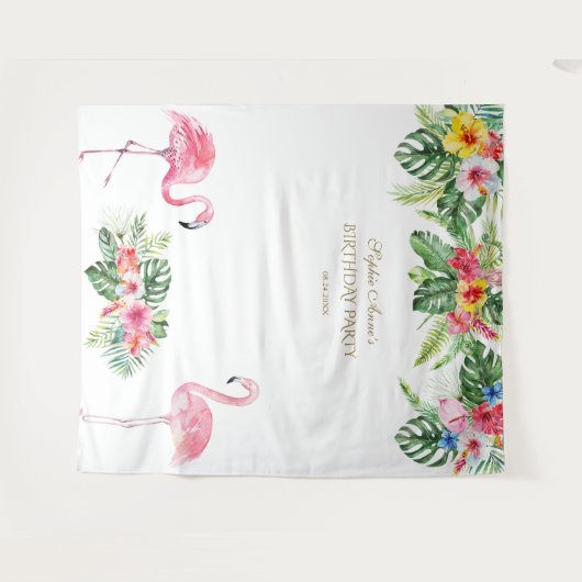 Tenture Accessoire de photobooth d'anniversaire floral tro (Devant (Horizontal))