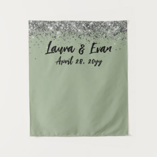 Tenture Accessoire de photobooth de mariage argent vert sa