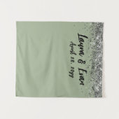 Tenture Accessoire de photobooth de mariage argent vert sa (Devant (Horizontal))