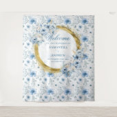 Tenture Accessoire de photographie de mariage doré et bleu (Devant)