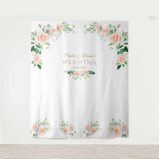 Tenture Accessoire de photomaton de mariage avec des fleur (Devant)