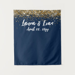 Tenture Accessoire de photomaton de mariage Bleu Nuit Or e
